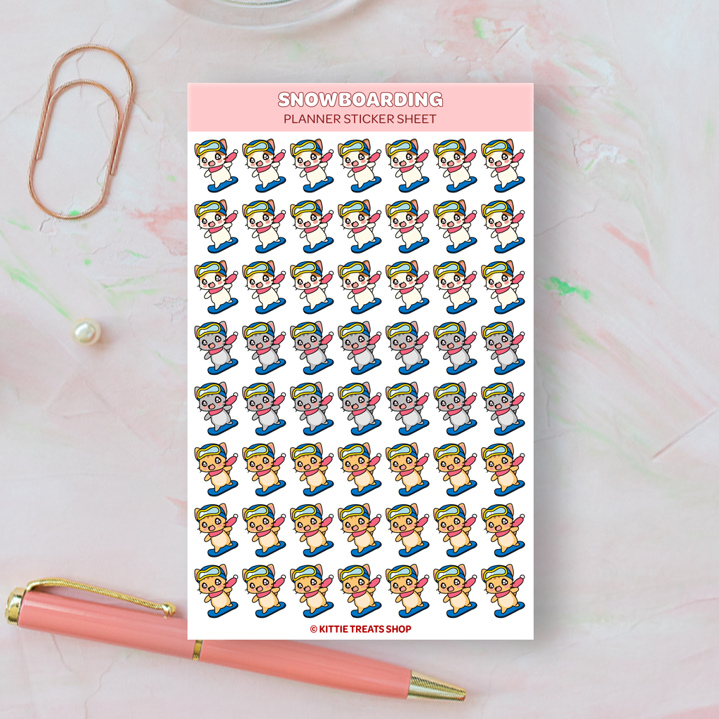 Snowboarding Planner Sticker Sheet