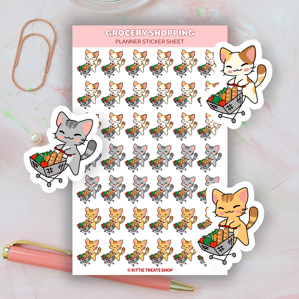 Grocery Shopping Stickers, Planner Stickers