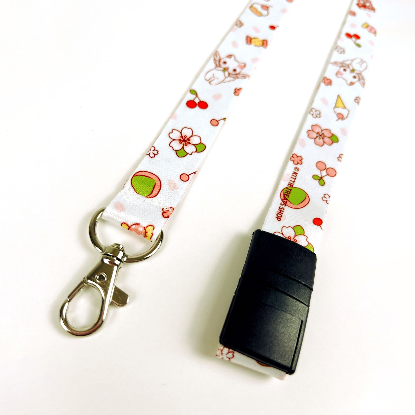 Sakura Mochi Cat Lanyard
