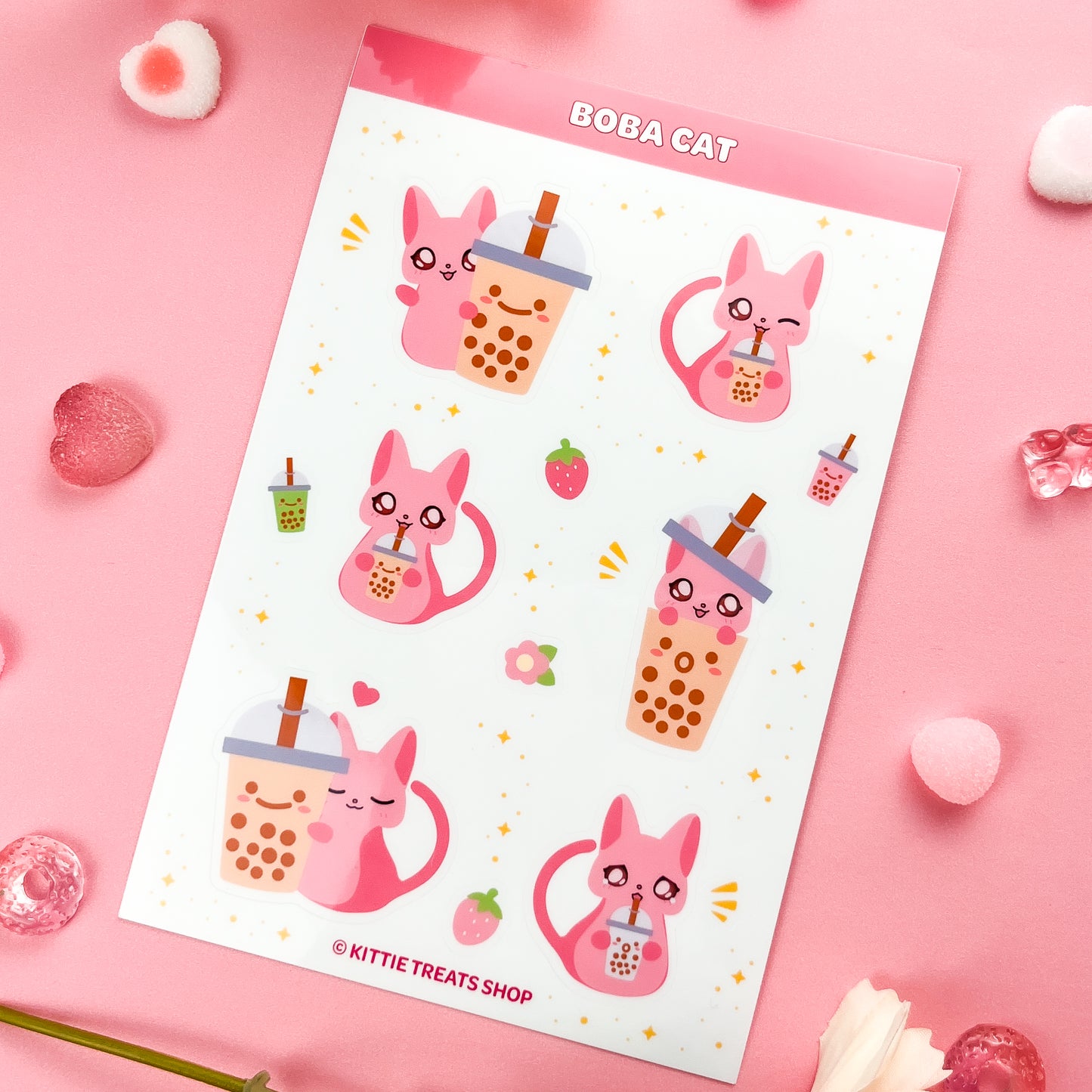 Boba Cat Sticker Sheet