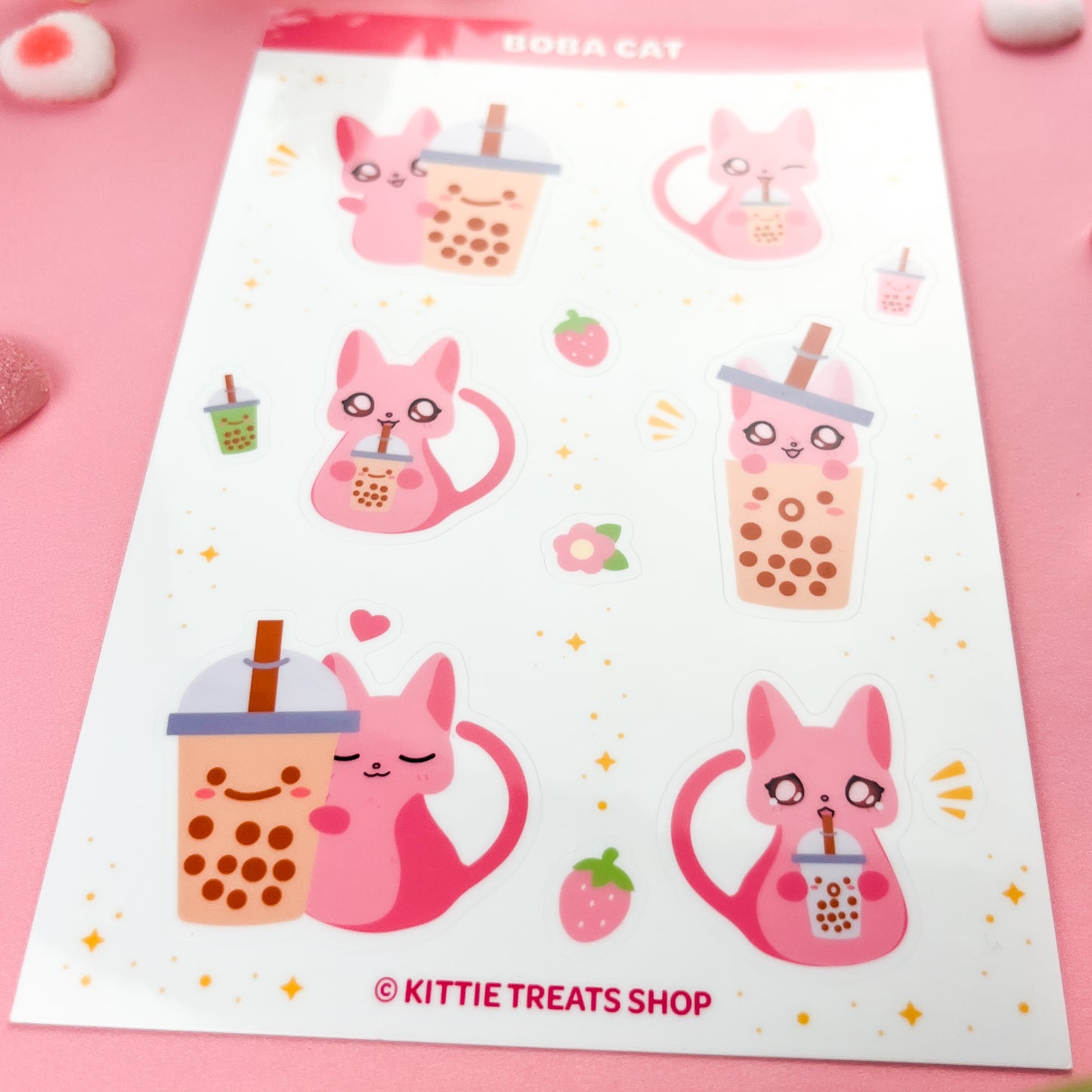 Boba Cat Sticker Sheet