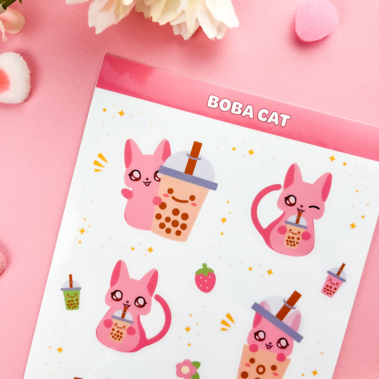 Boba Cat Sticker Sheet