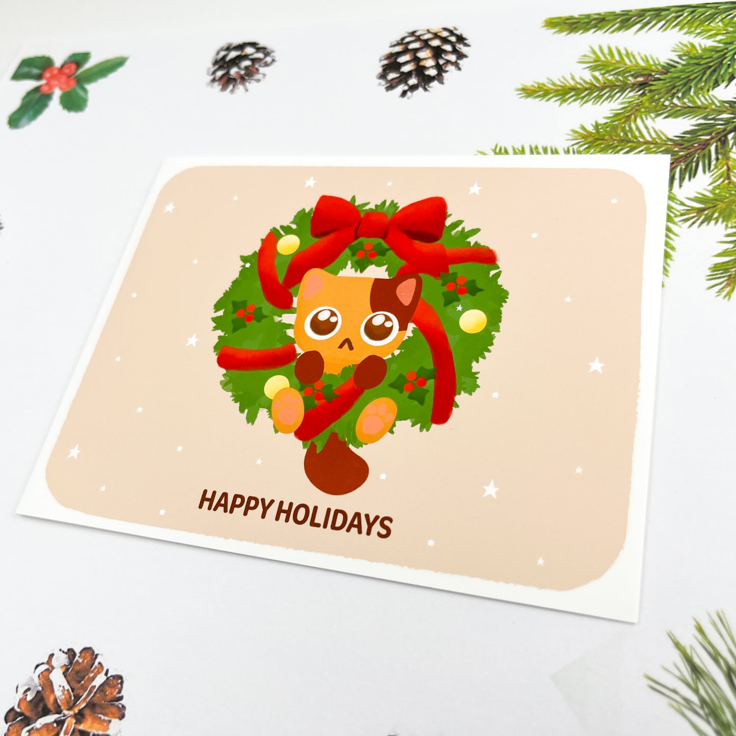 Christmas Wreath Kitty Card