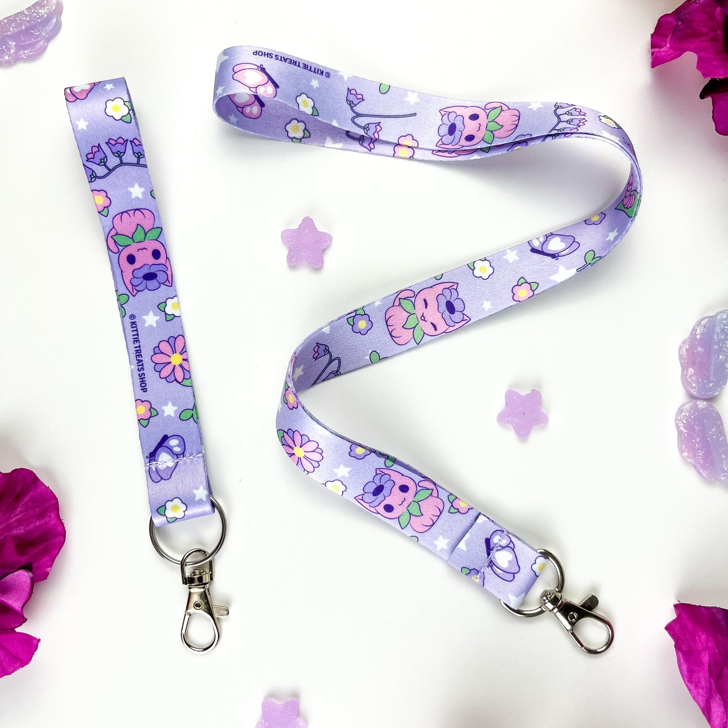 Purple Purrtunia Lanyard & Wristlet