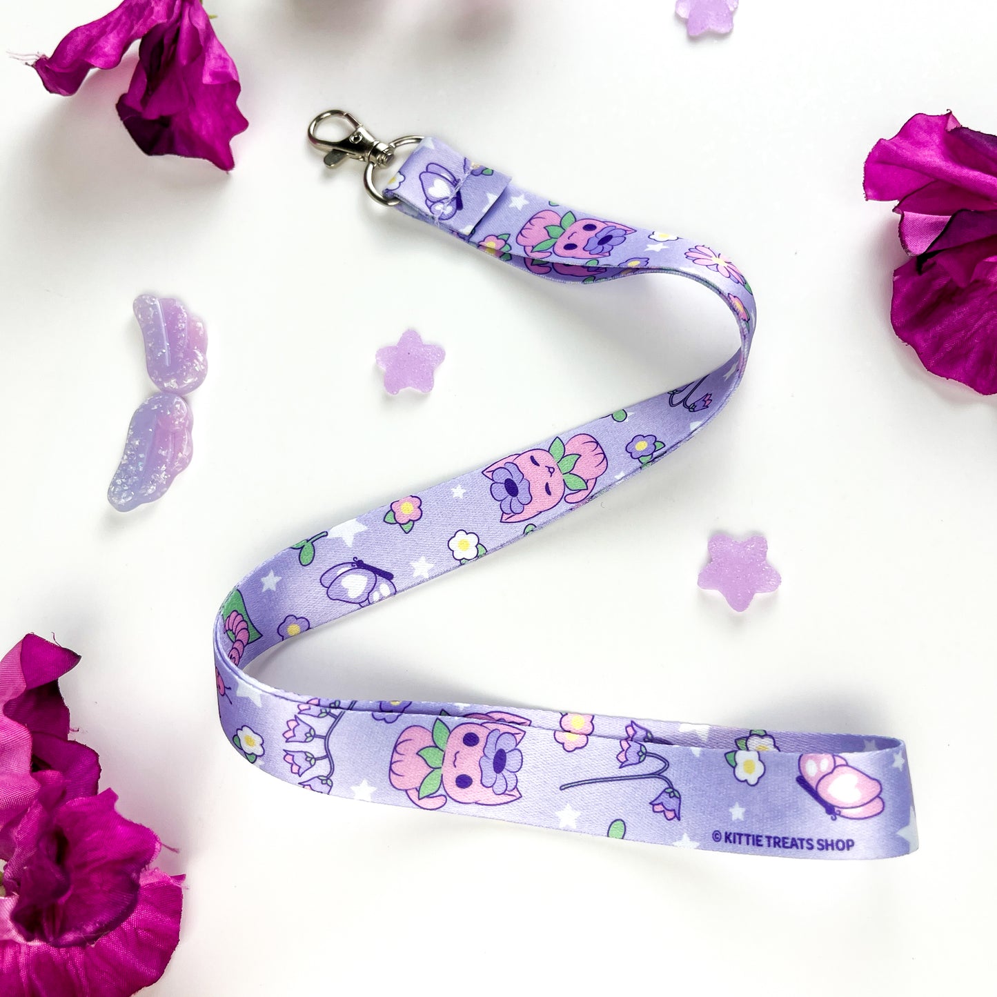Purple Purrtunia Lanyard & Wristlet