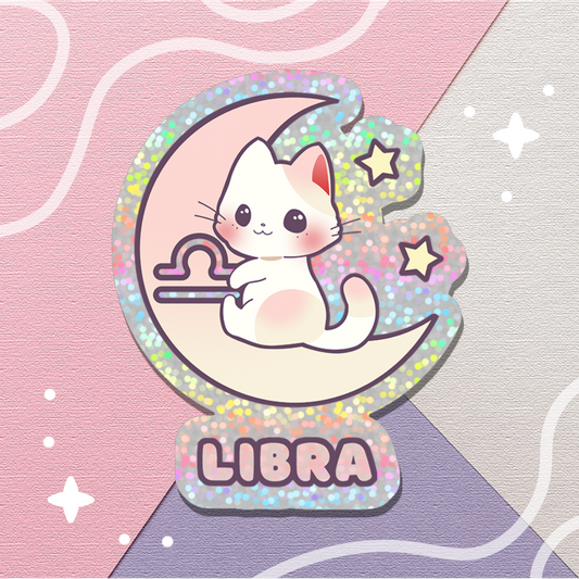 Zodiac Libra Holographic Glitter Sticker (Die-cut 2"x2")