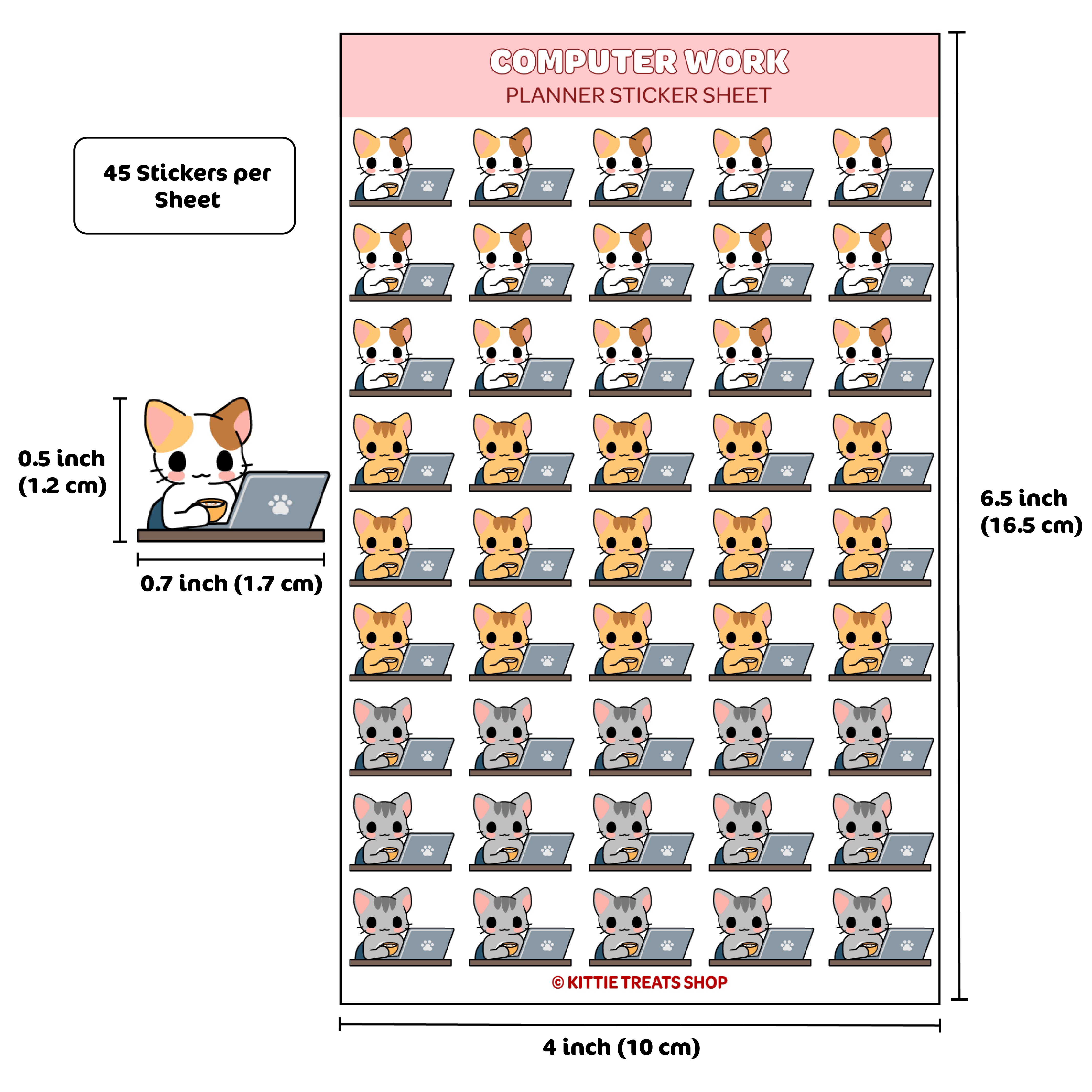 Computer Work Planner Sticker Sheet – Kittie Treats Shop