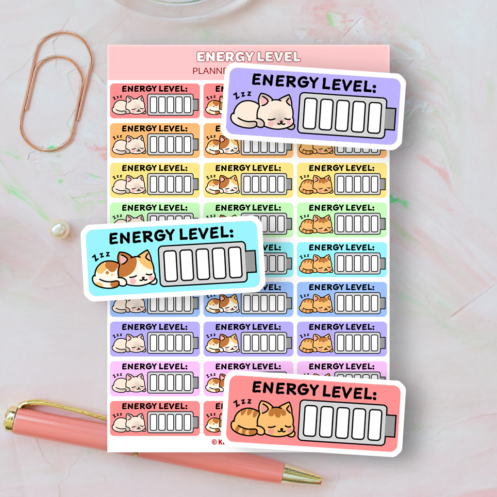 Energy Report Sticker Energy Tracker Planner Sticker Sheet – Kittie Treats Shop