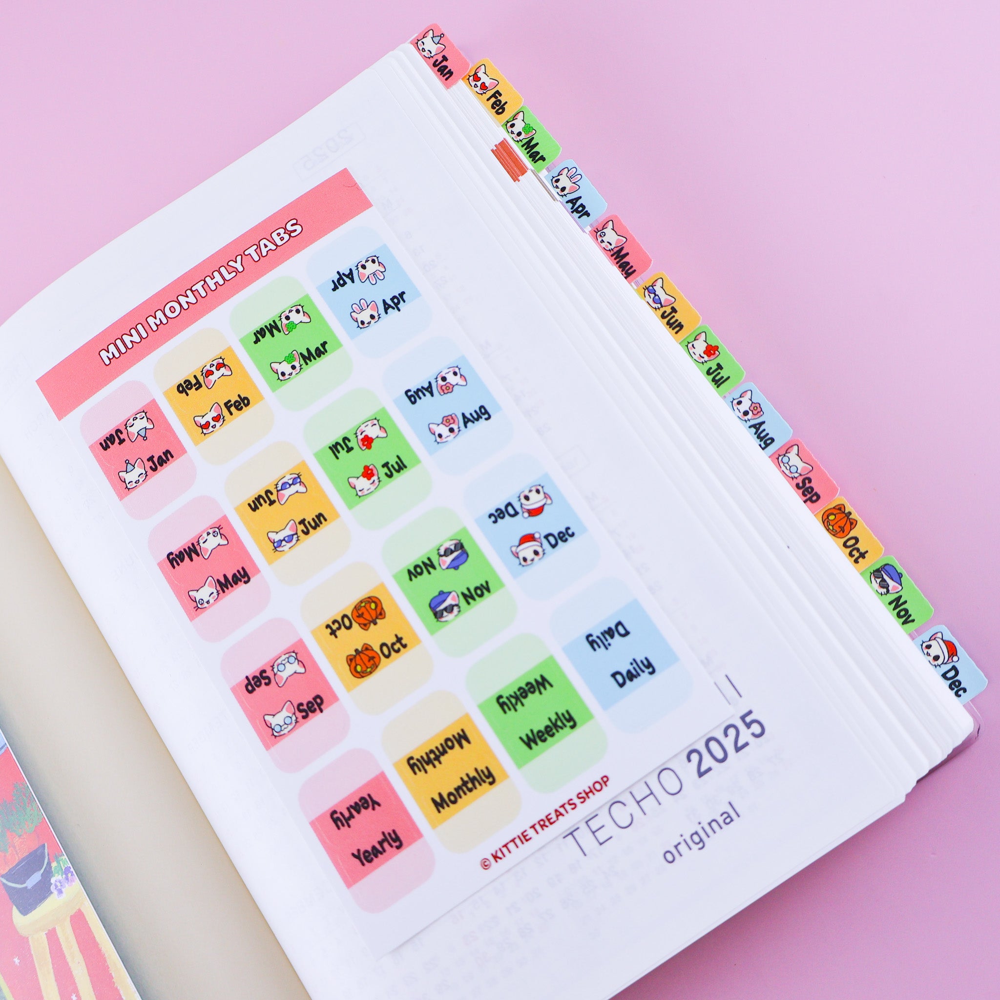Printable Tab Sticker Mini Monthly Tab Planner Sticker Sheet – Kittie Treats Shop