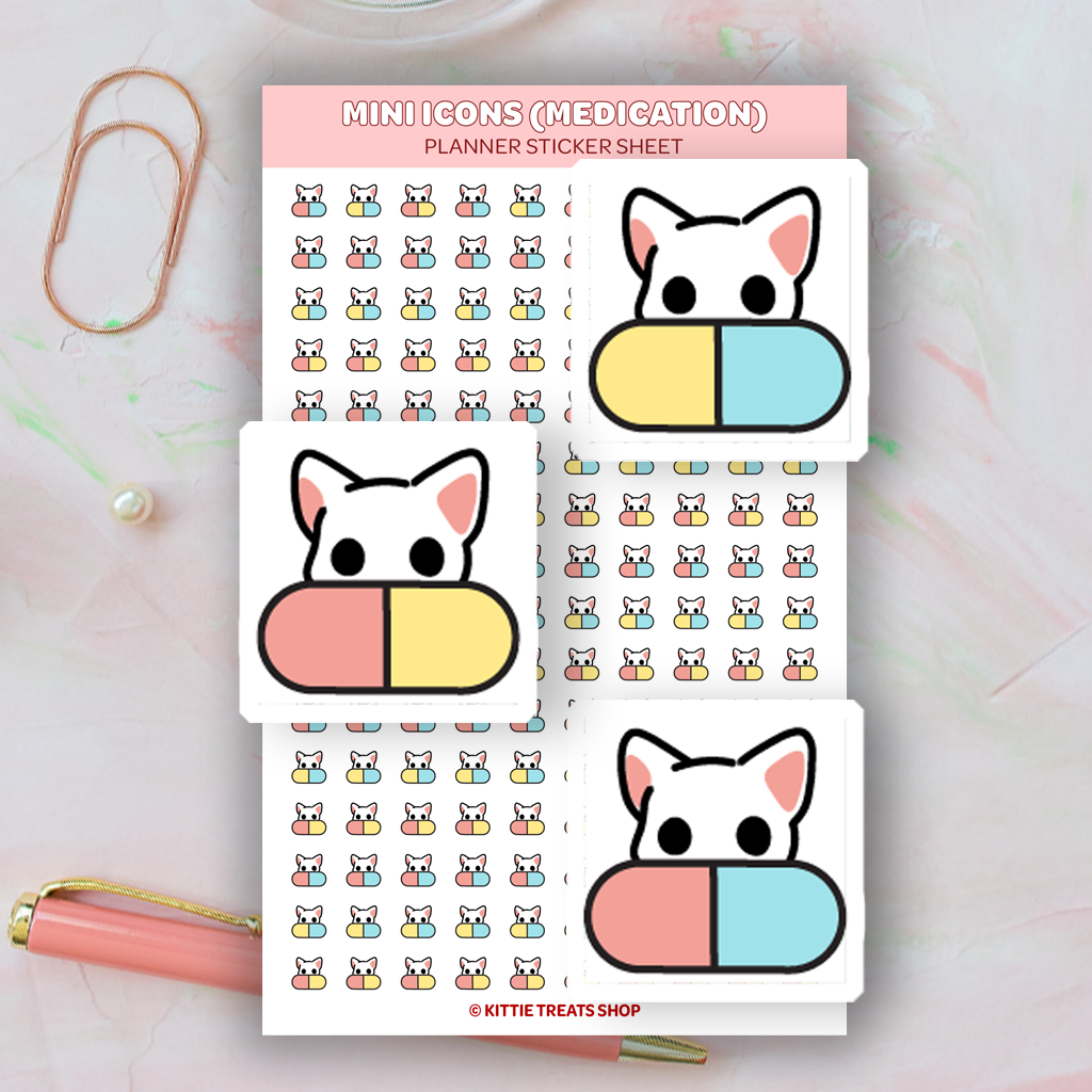 Medication Mini Icon Planner Sticker Sheet – Kittie Treats Shop