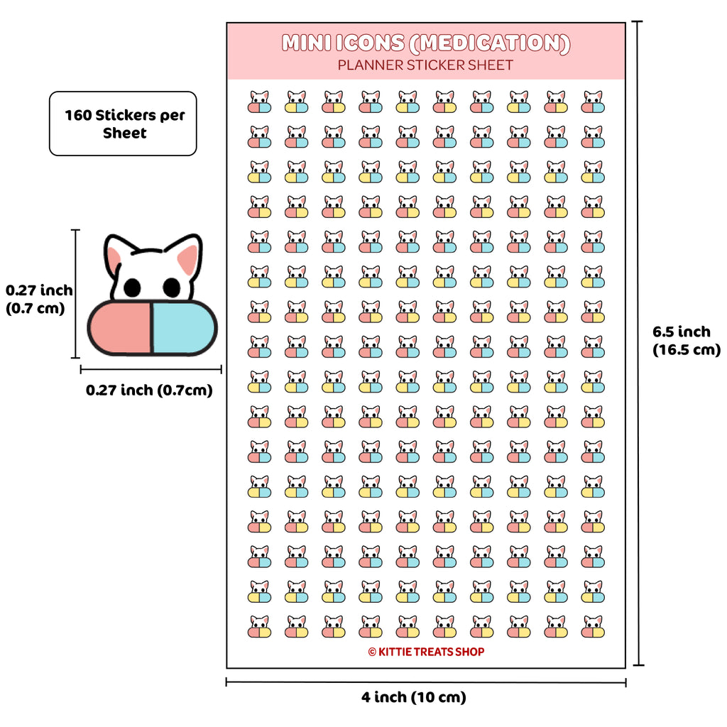 Medication Mini Icon Planner Sticker Sheet – Kittie Treats Shop