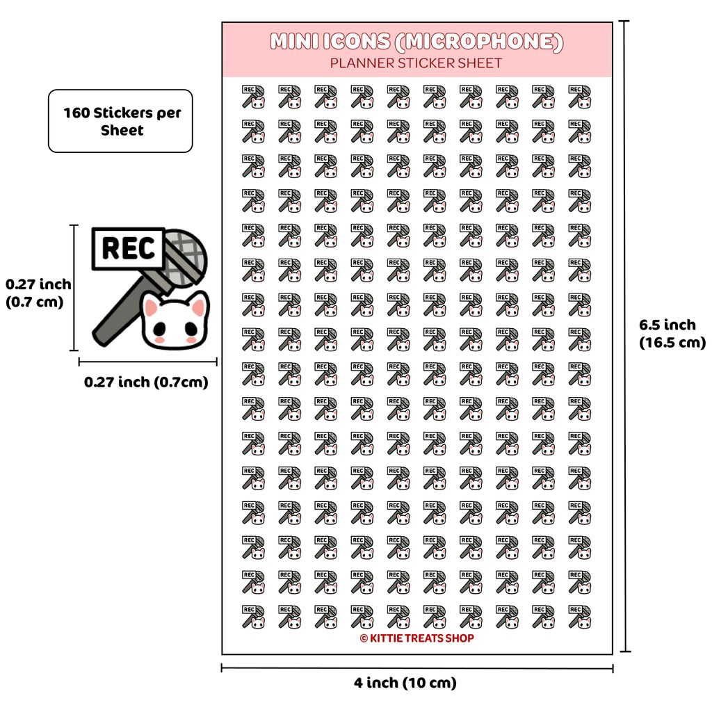 Microphone Mini Icon Planner Sticker Sheet – Kittie Treats Shop