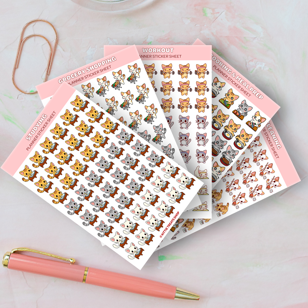 Set of 5 College Life Planner Sticker Sheets