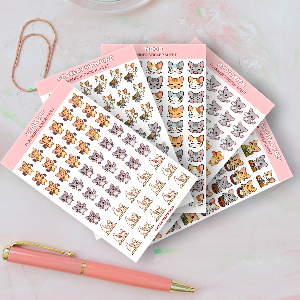 Set of 5 Healthy Living Planner Sticker Sheets