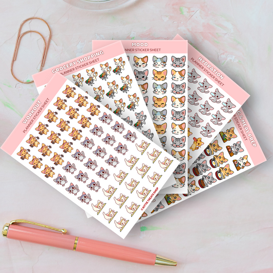Set of 5 Healthy Living Planner Sticker Sheets
