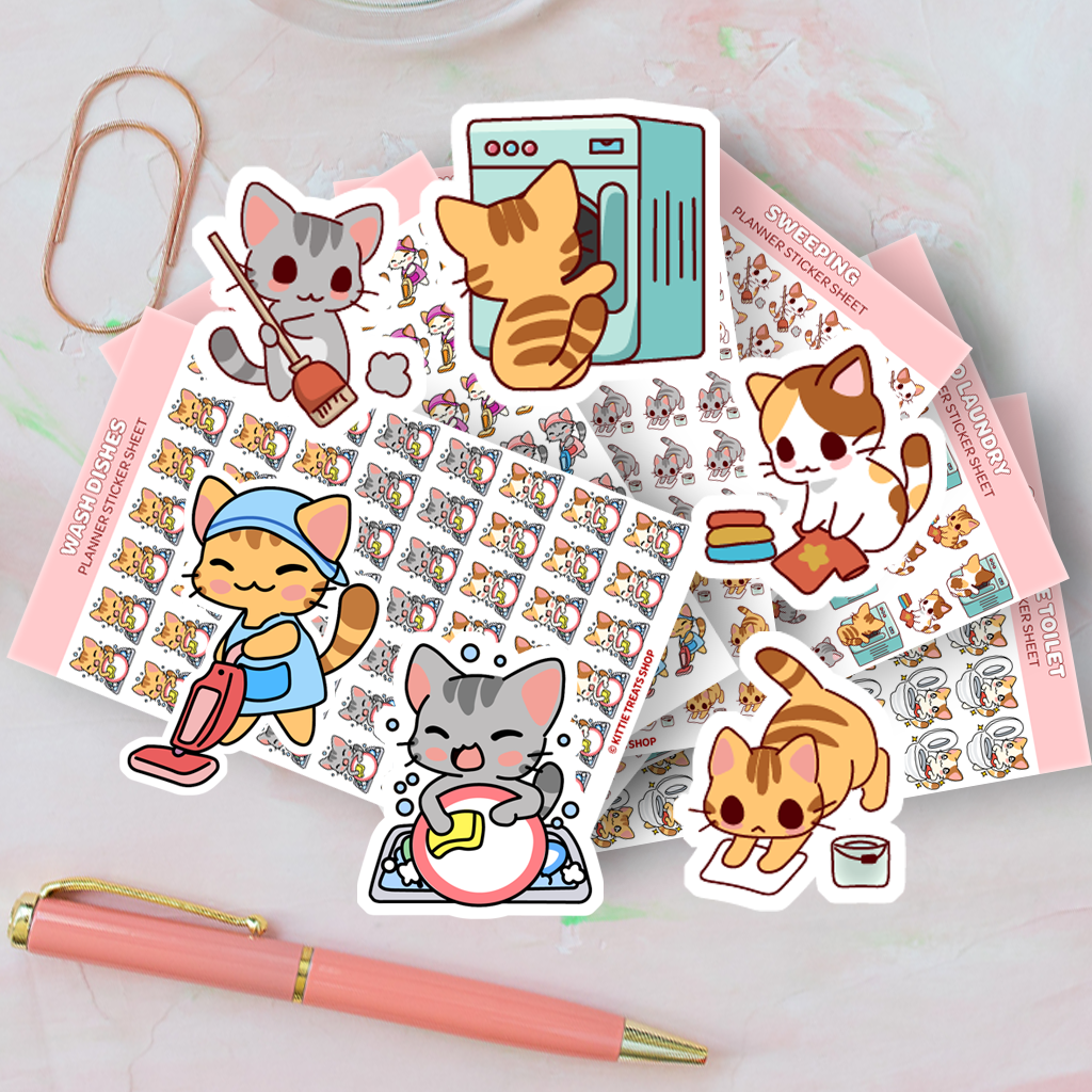 Set of 6 Chore Planner Sticker Sheets – Kittie Treats Shop