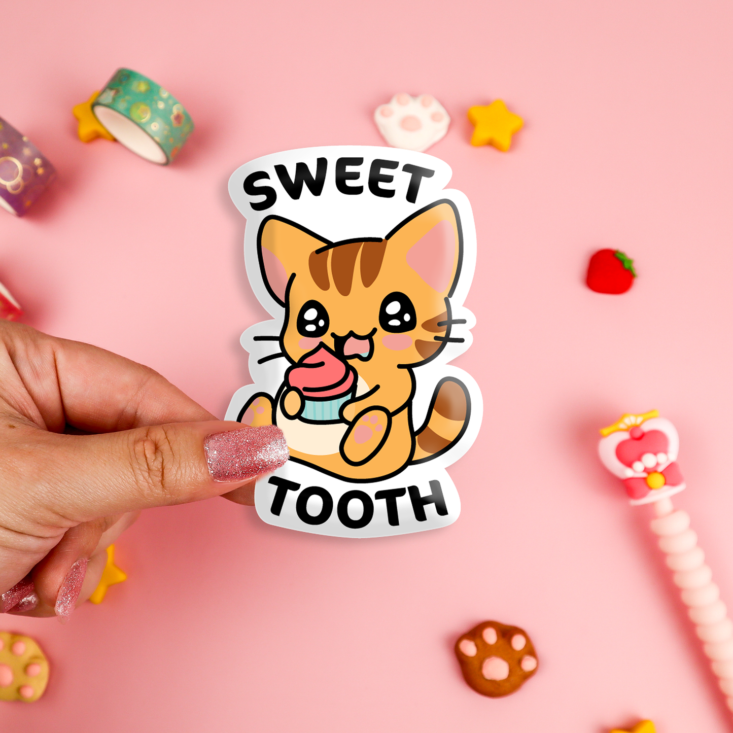 Sweet Tooth Kitty Vinyl Sticker