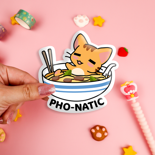 Pho-natic Kitty Vinyl Sticker