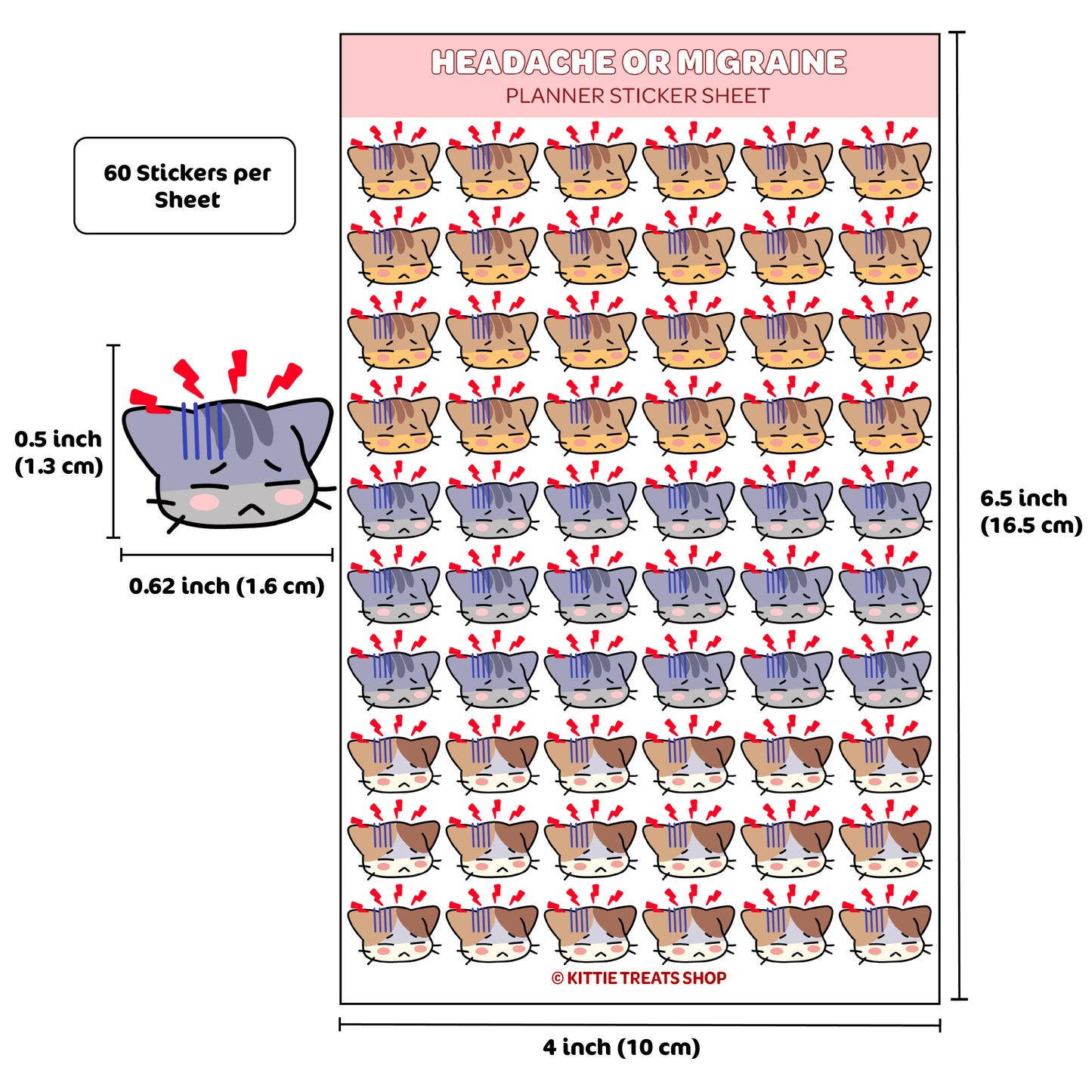 Headache or Migraine Planner Sticker Sheet