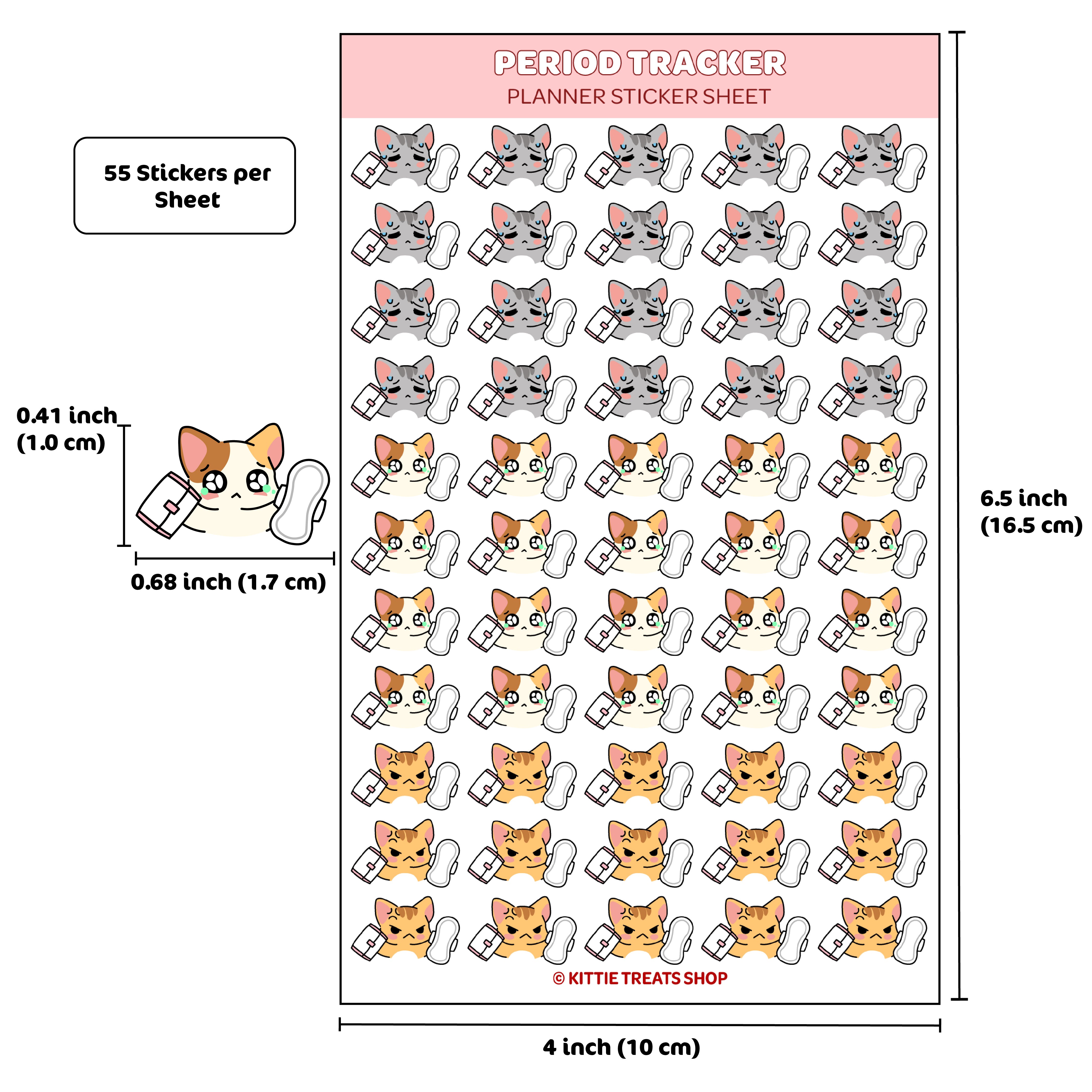 Period Tracking Planner Sticker Sheet – Kittie Treats Shop