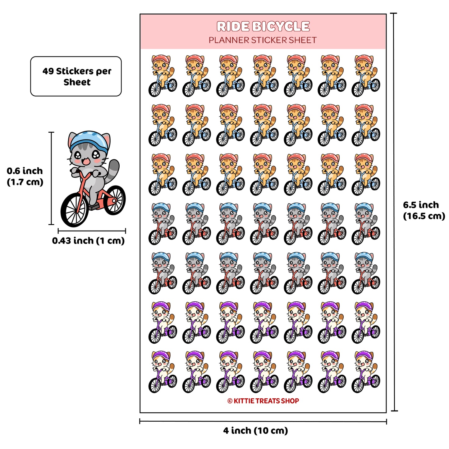 Ride Bicycle Planner Sticker Sheet