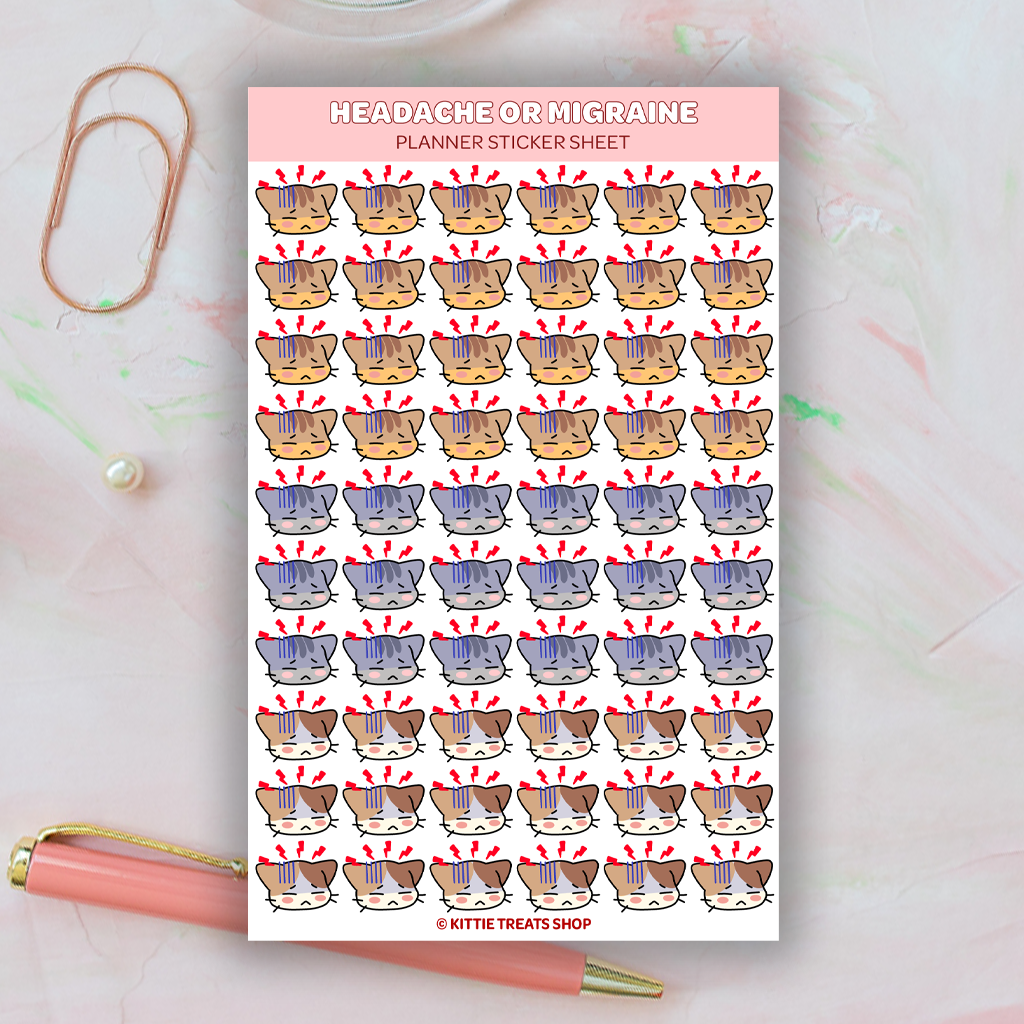 Headache or Migraine Planner Sticker Sheet