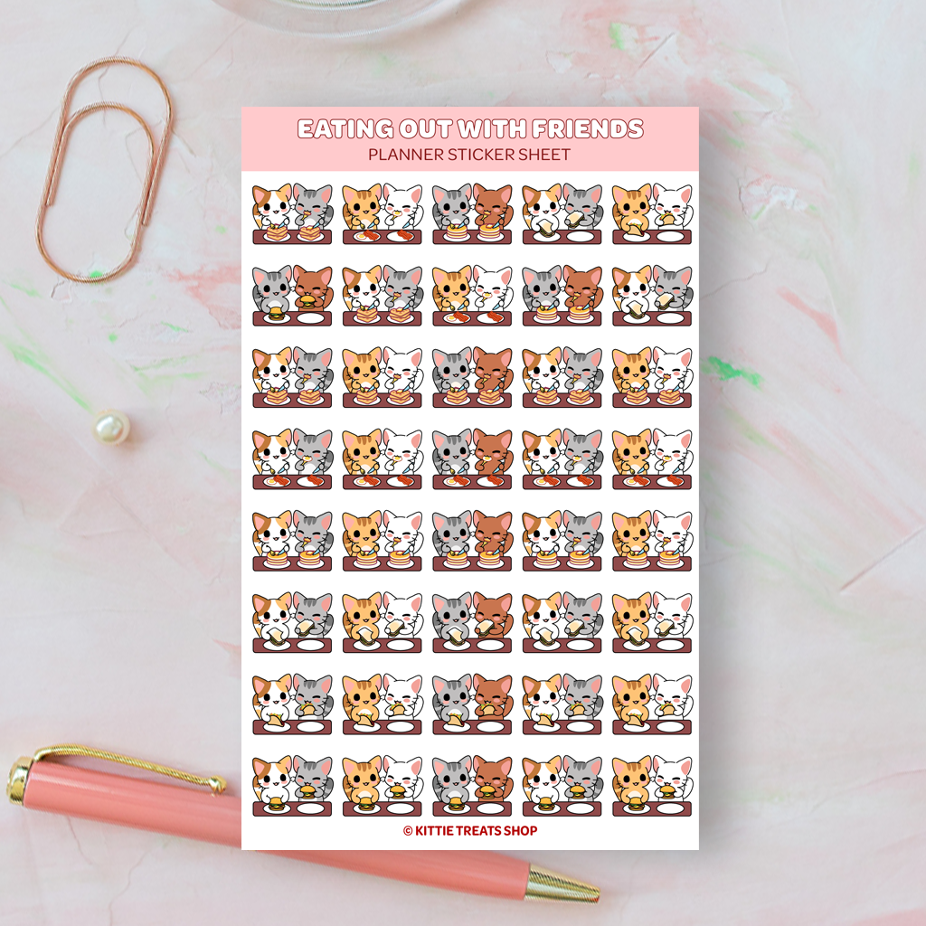 Eating Together Sticker Eating Out With Friends Planner Sticker Sheet – Kittie Treats Shop