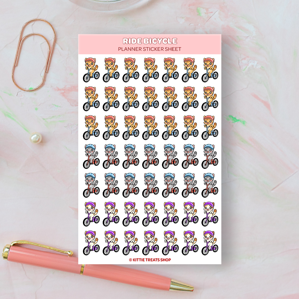 Ride Bicycle Planner Sticker Sheet