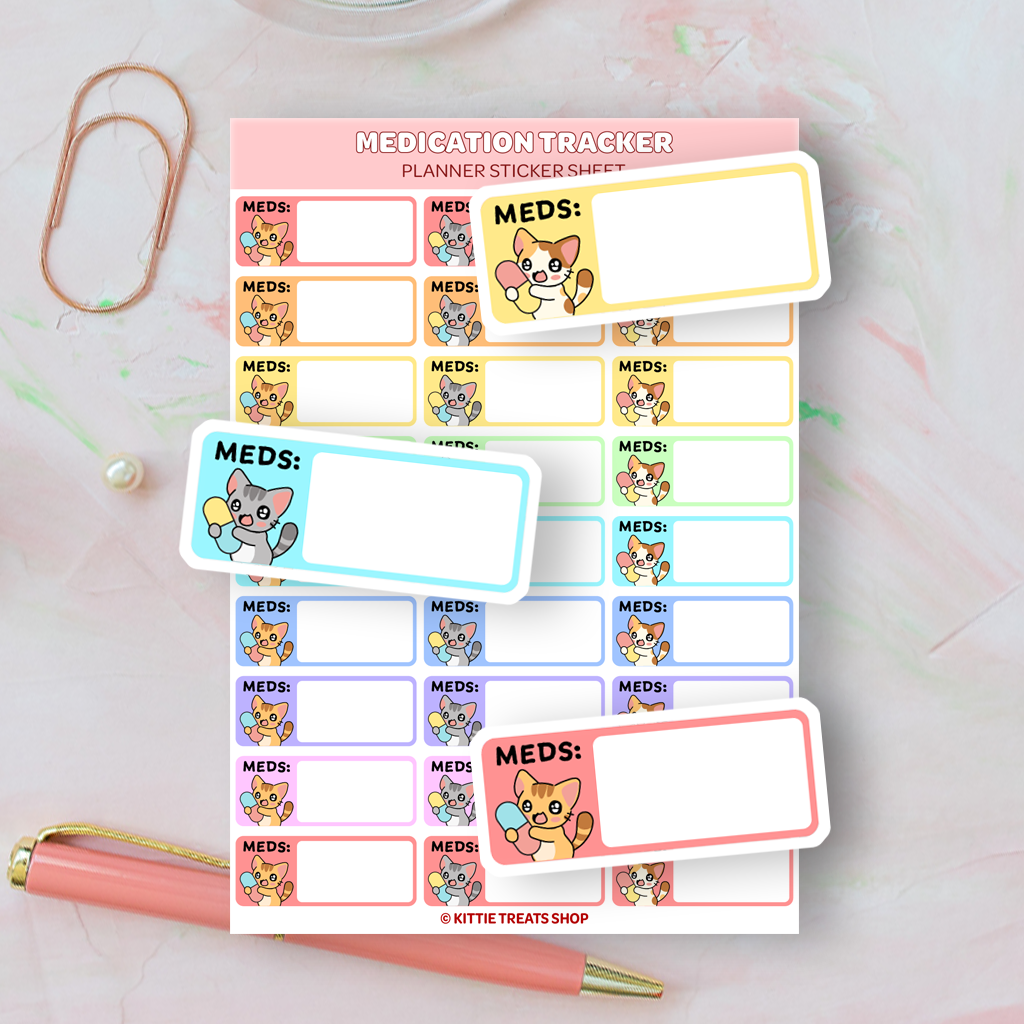 Medication File Sticker Medication Tracker Planner Sticker Sheet – Kittie Treats Shop