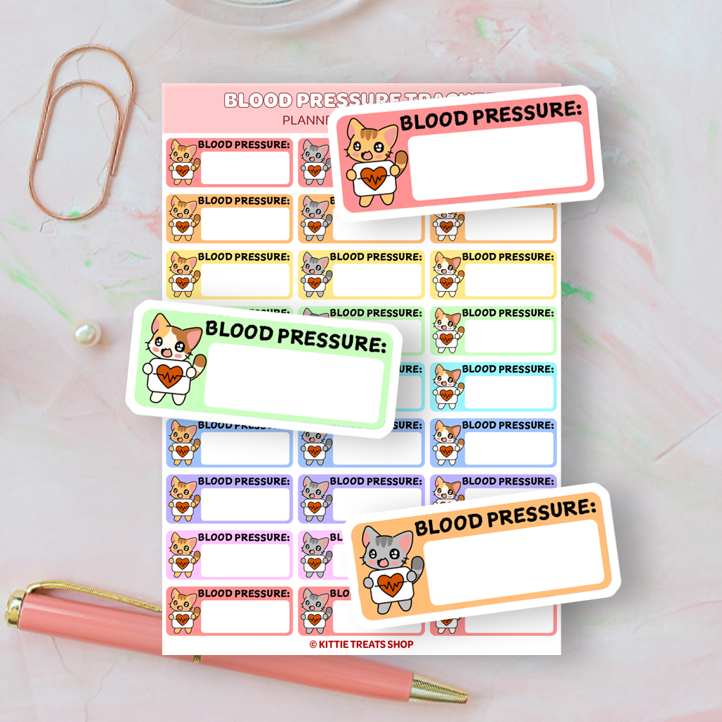 Bp Test Sticker Blood Pressure Tracker Planner Sticker Sheet – Kittie Treats Shop