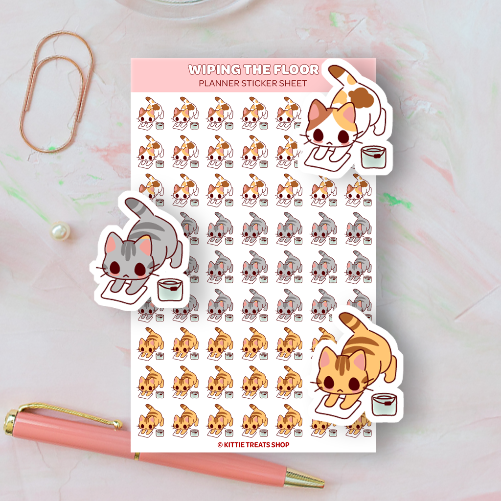 Sweeping Sticker Cleaning Planner Sticker Sheet – Kittie Treats Shop