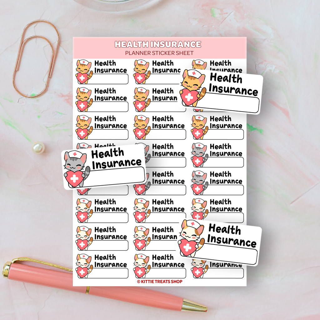 Health Insurance Bill Planner Sticker Sheet – Kittie Treats Shop