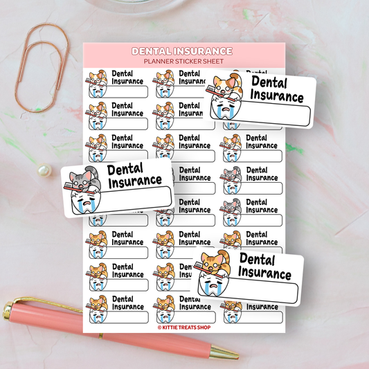 Dental Insurance Bill Planner Sticker Sheet