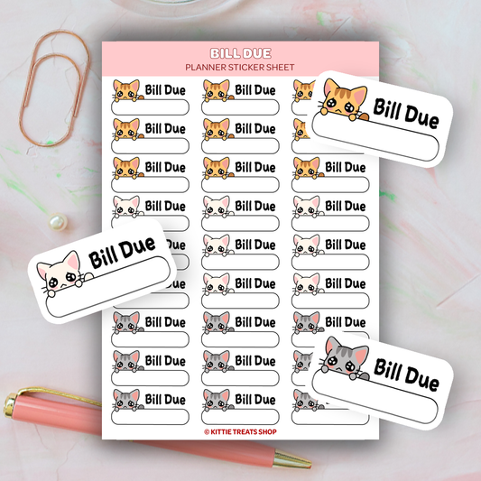 Bill Due Planner Sticker Sheet