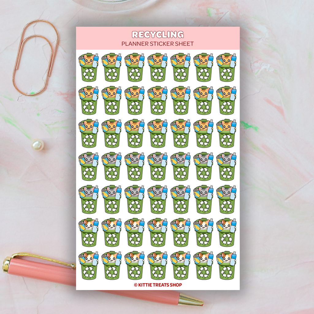 Trash Day & Recycling Planner Sticker Sheet