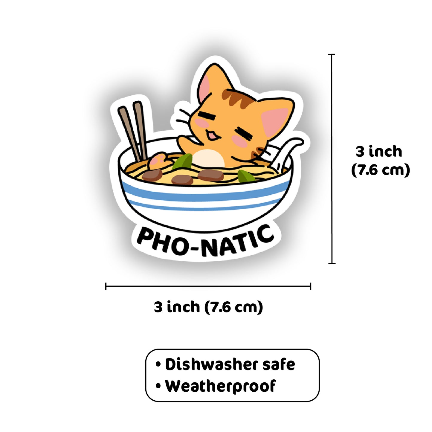 Pho-natic Kitty Vinyl Sticker