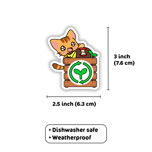 Composting Kitty Sticker