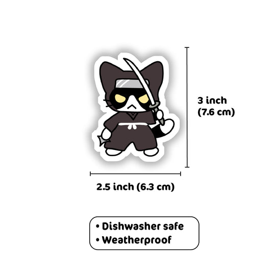 Ninja Cat Glossy Vinyl Sticker
