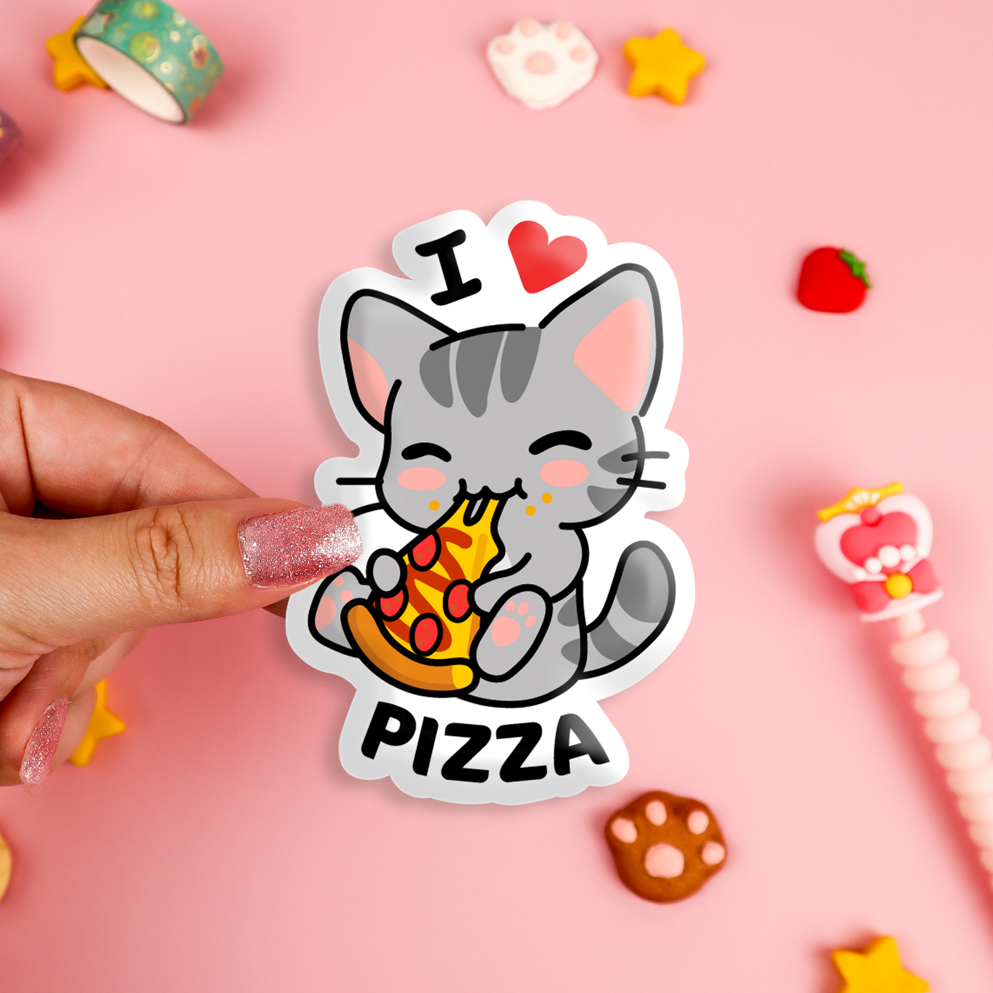 I Love Pizza Vinyl Sticker