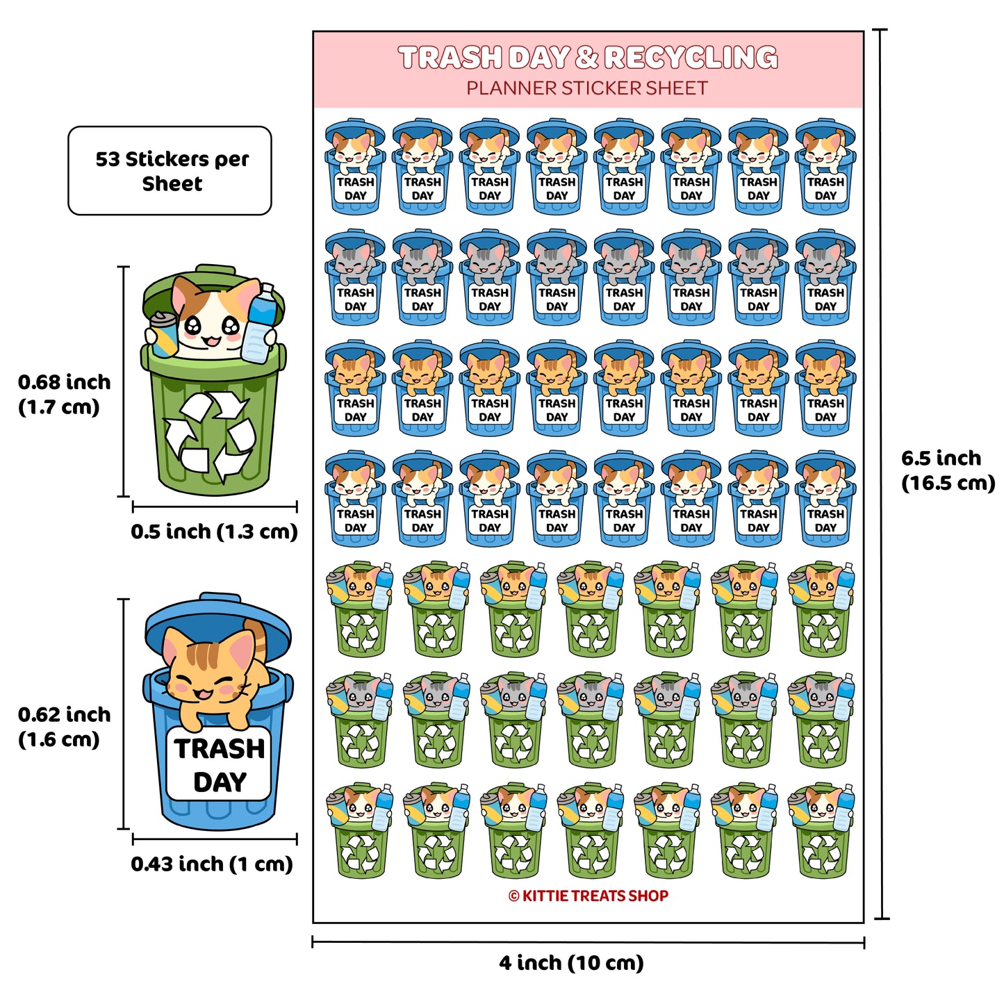 Trash Day & Recycling Planner Sticker Sheet