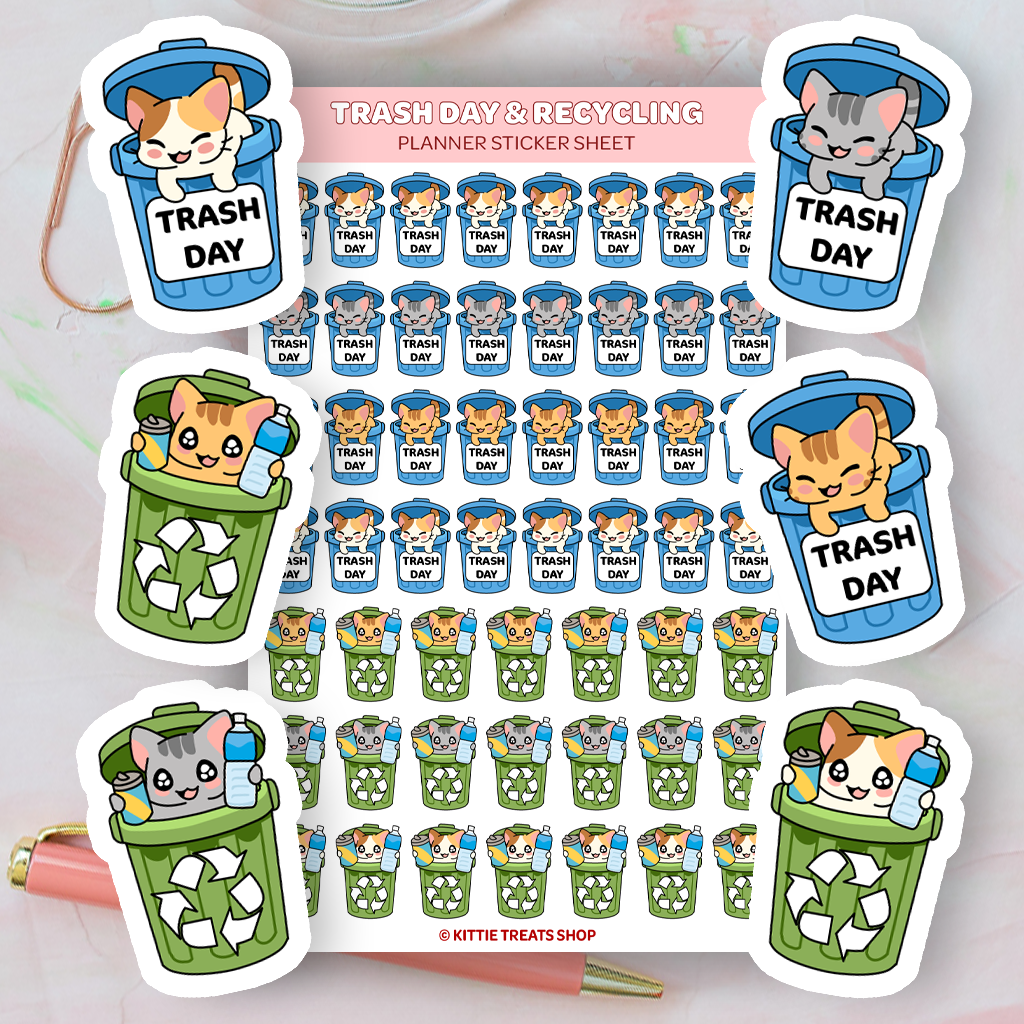 Trash Day & Recycling Planner Sticker Sheet