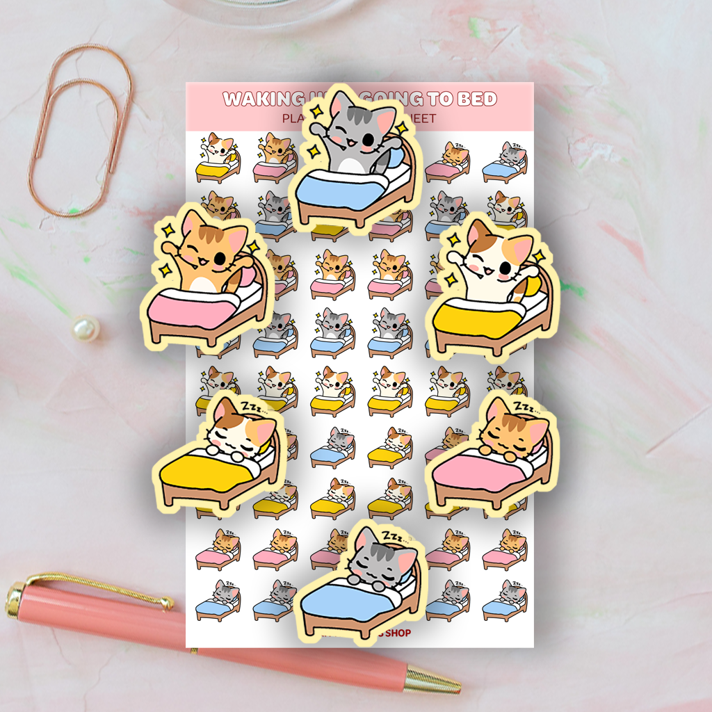 Wake Up and Go to Bed Planner Sticker Sheet – Kittie Treats Shop