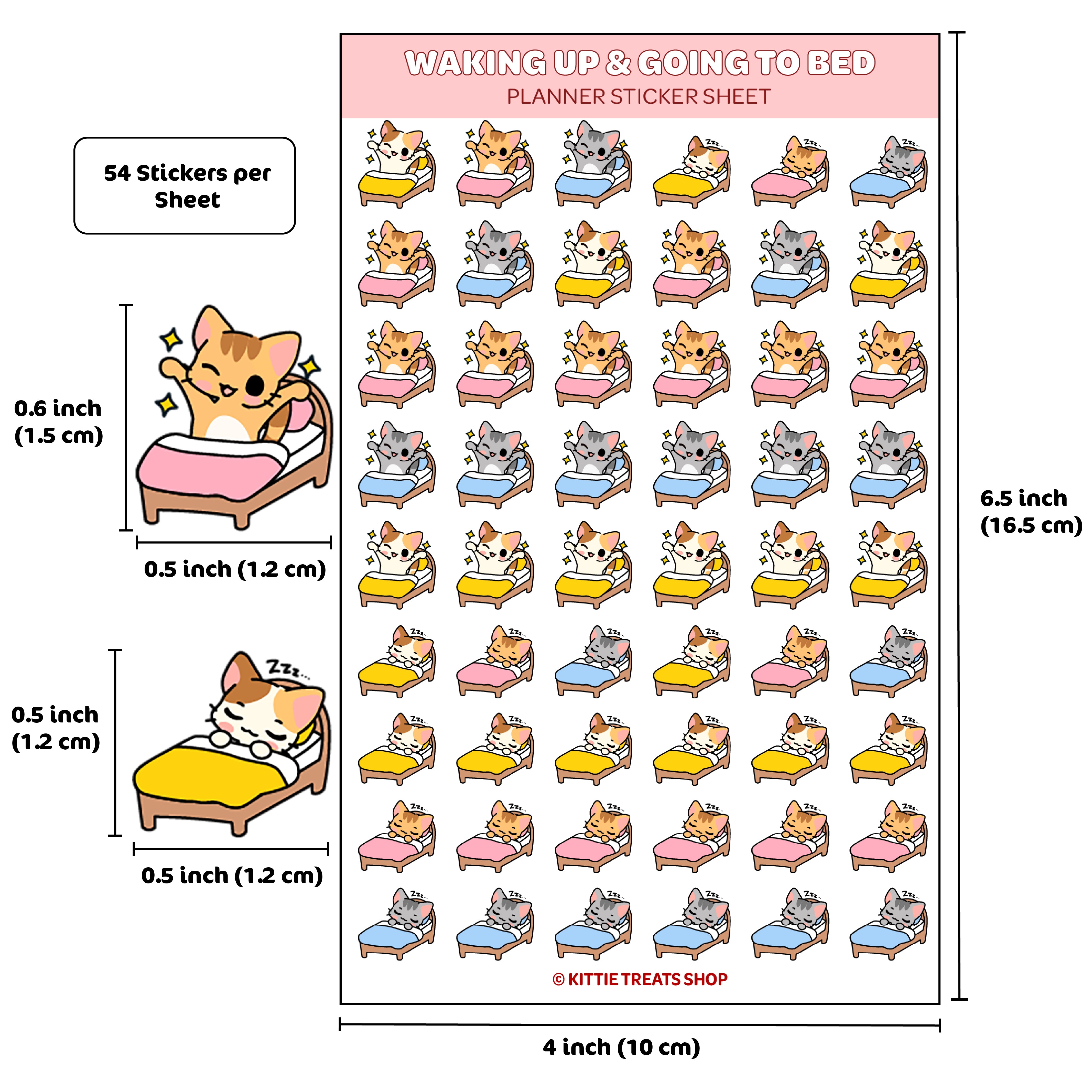 Wake Up and Go to Bed Planner Sticker Sheet – Kittie Treats Shop