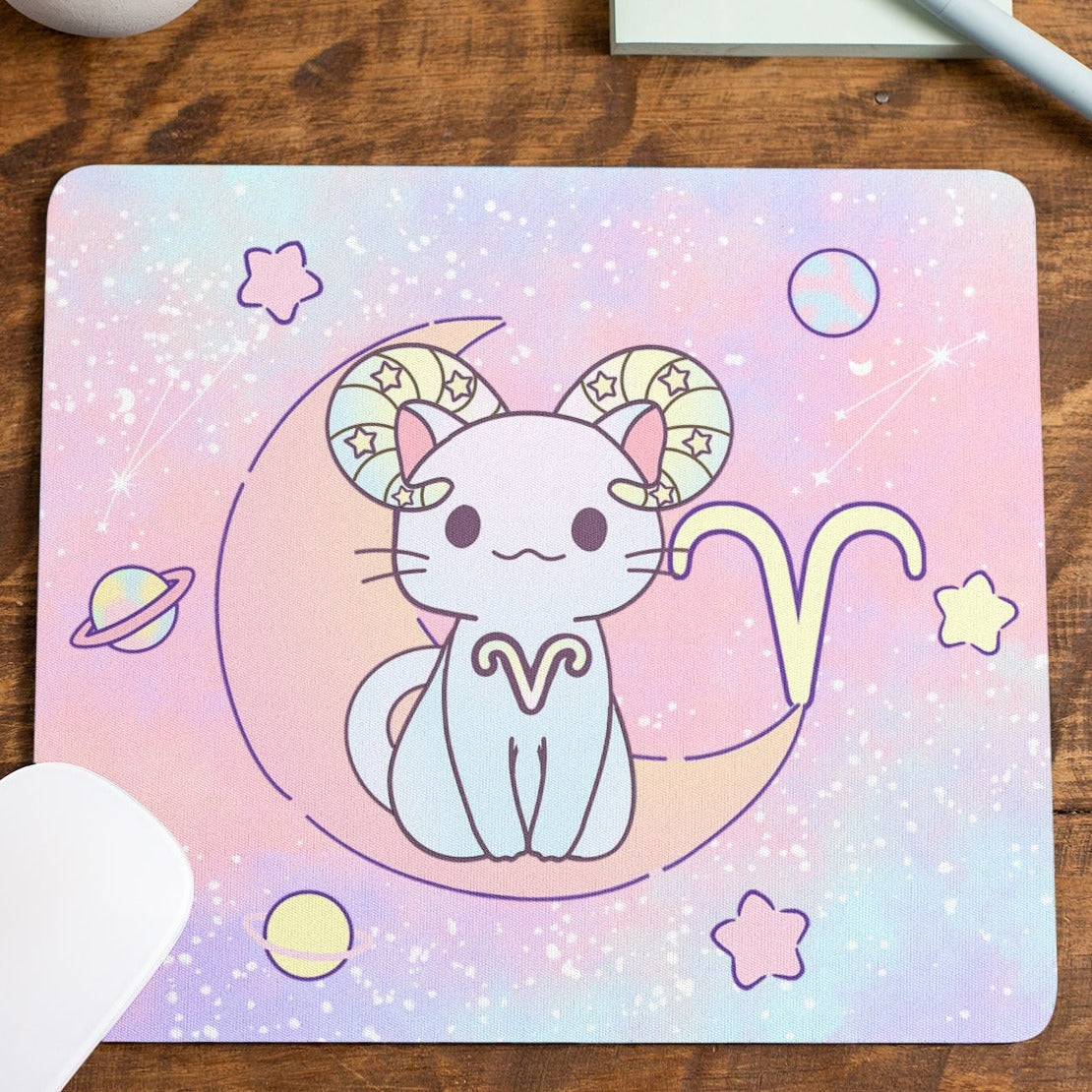 Zodiac Aries Cat Mousepad