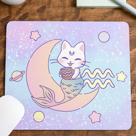 Zodiac Aquarius Cat Mousepad