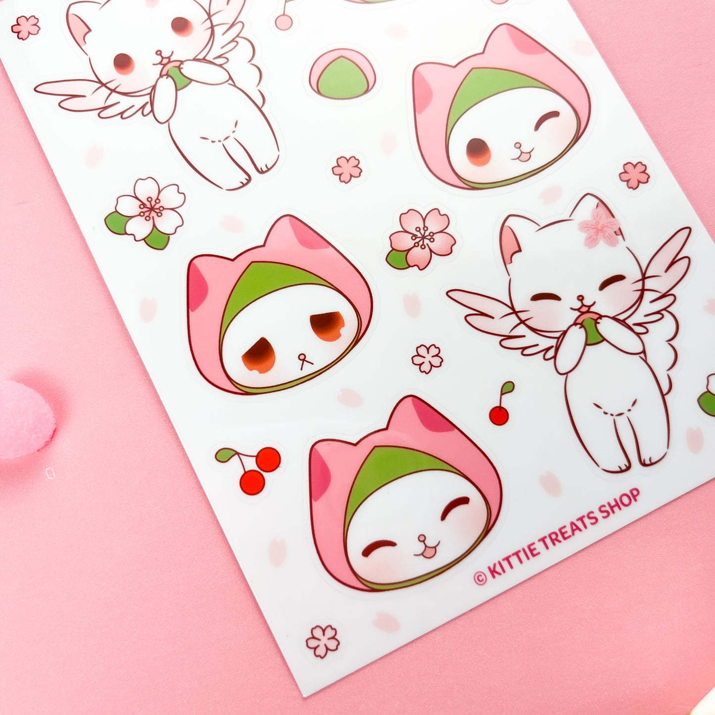 Sakura Mochi Cat Sticker Sheet