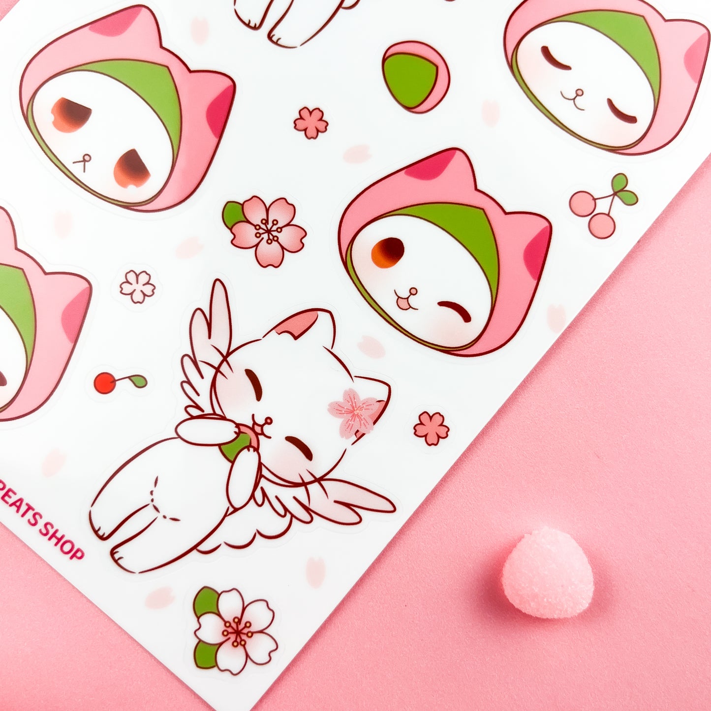 Sakura Mochi Cat Sticker Sheet