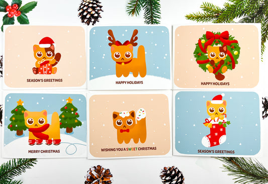Christmas Kitty Card Set of 6