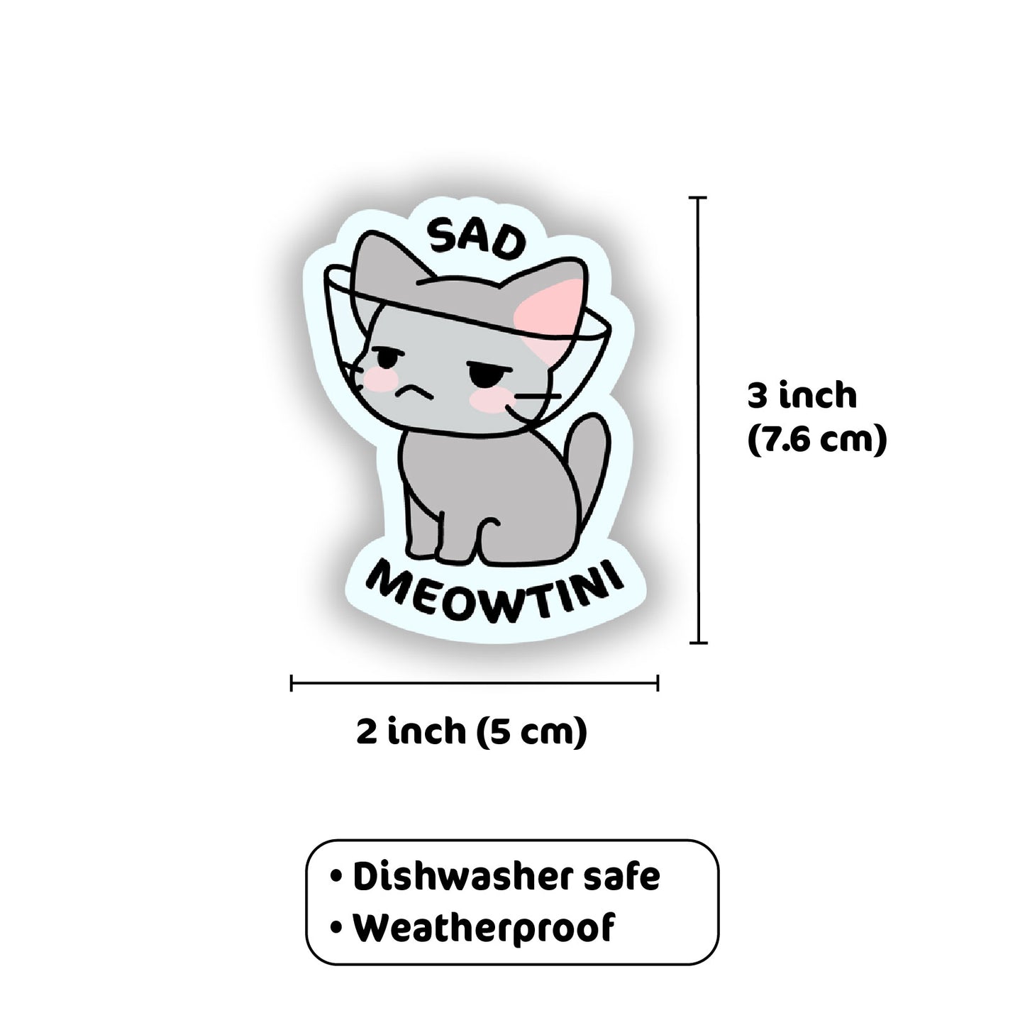 Sad Meowtini Vinyl Sticker