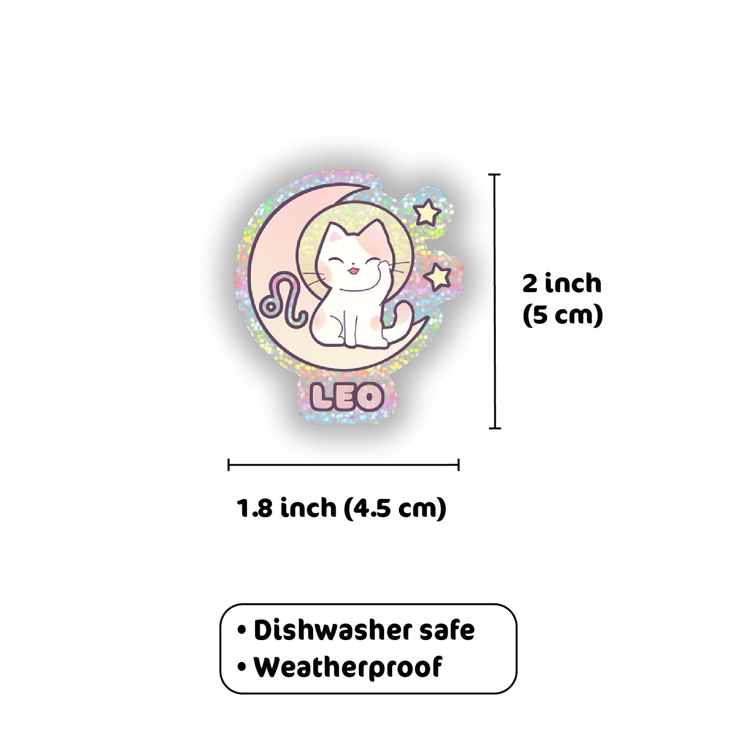 Zodiac Leo Holographic Glitter Sticker (Die-cut 2"x2")